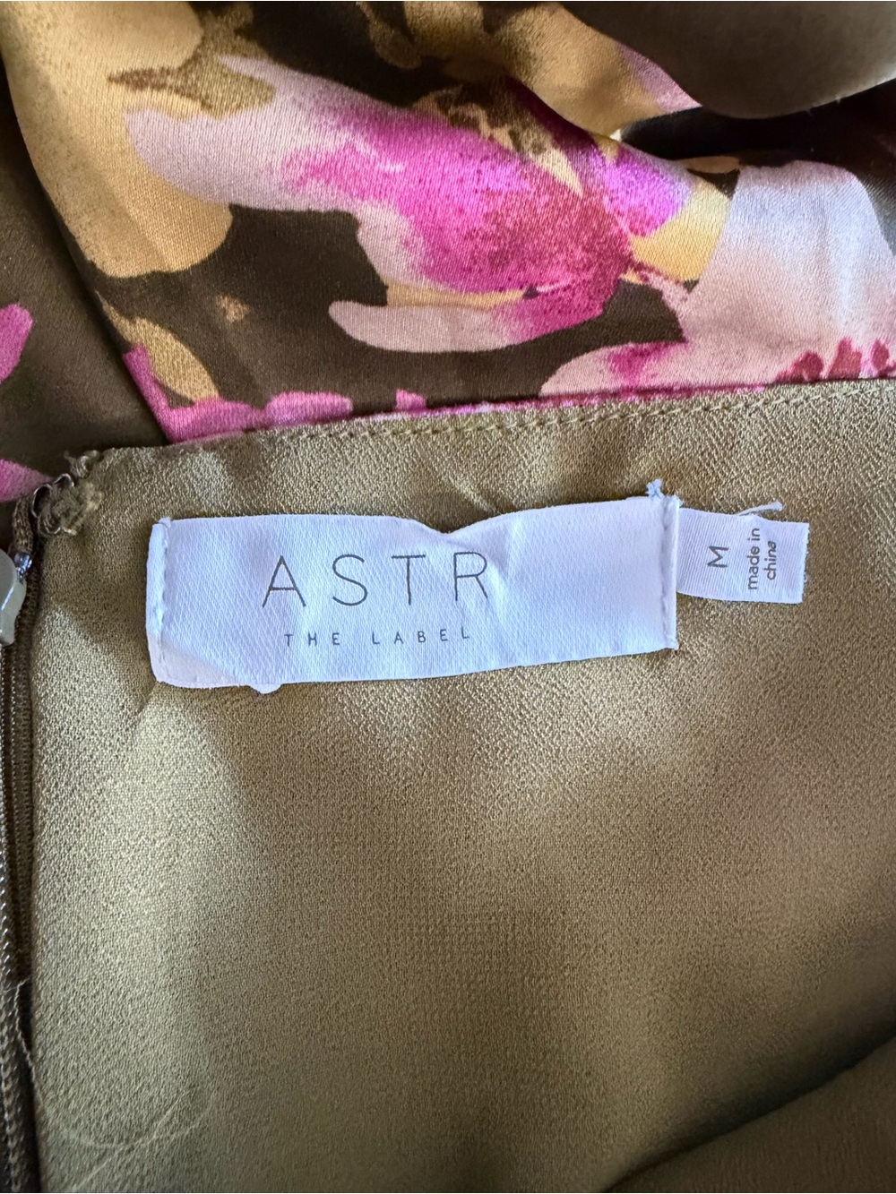 Astr Floral Olive Green Pink Halter Backless Midi Dress - Picture 10 of 14